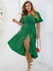 Зелена сукня на запах з романтичними рукавами-крильцями | 6721821