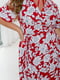 Яскрава червона сукня в квітковий принт з ніжним драпуванням на плечах | 6721828 | фото 3