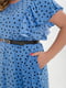 Блакитна сукня-міді в горошок з рюшами та поясом | 6721830 | фото 3