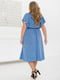 Блакитна сукня-міді в горошок з рюшами та поясом | 6721830 | фото 4