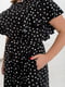 Чорна сукня-міді в горошок з рюшами та поясом | 6721835 | фото 3