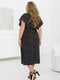 Чорна сукня-міді в горошок з рюшами та поясом | 6721835 | фото 4