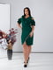 Сукня темно-зелена з вирізом  V-форми декорованим воланом із однієї сторони | 6722135 | фото 3