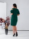 Сукня темно-зелена з вирізом  V-форми декорованим воланом із однієї сторони | 6722135 | фото 4