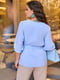 Блуза блакитна з повітряними рукавами довжиною 3/4 та поясом | 6722138 | фото 3