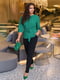 Блуза зелена з повітряними рукавами довжиною 3/4 та поясом | 6722139 | фото 2