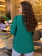Блуза однотонна зелена з рукавами на манжетах  з защіпами | 6722171 | фото 3