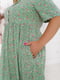 Ніжна сукня оливкового кольору в квітковий принт з завищеною талією | 6722200 | фото 3