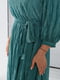 Сукня А-силуету бірюзового кольору зі спідницею-плісе та поясом | 6722330 | фото 5
