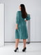 Сукня А-силуету бірюзового кольору зі спідницею-плісе та поясом | 6722330 | фото 6