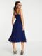 Плісована синя А-силуетна сукня-міді | 6507168 | фото 3