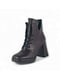 Ботинки кожаные на квадратном каблуке черные | 6725050