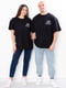 Бавовняна чорна футболка з принтом "Family look" | 6725100 | фото 2