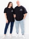Бавовняна чорна футболка з принтом "Family look" | 6725101 | фото 3
