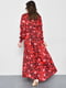 Платье макси А-силуэта красное с узором | 6725865 | фото 3