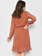Платье А-силуэта шифоновое оранжевое в цветочный принт | 6725868 | фото 3