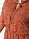 Платье А-силуэта шифоновое оранжевое в цветочный принт | 6725868 | фото 4