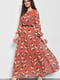 Платье макси А-силуэта терракотового цвета с цветочным принтом | 6725873 | фото 2