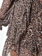 Сукня А-силуету на запах коричнева з леопардовим принтом | 6725875 | фото 4