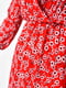 Платье А-силуэта красное в цветочный принт | 6725892 | фото 4