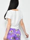 Пижама летняя шорты и футболка бело-фиолетового цвета | 6726214 | фото 3