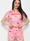 Пижама летняя шорты и футболка розовая с принтом | 6726219 | фото 2