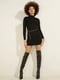 Чорна приталена сукня з елегантним вирізом на спині та коміром-стійкою | 6729651 | фото 5
