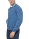 Куртка-бомбер синего цвета на флисе с контрастными полосками на воротнике | 6729675 | фото 2