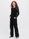 Вязаный свитер черного цвета, текстурированный сетчастым трикотажем | 6729723 | фото 3