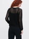 Вязаный свитер черного цвета, текстурированный сетчастым трикотажем | 6729723 | фото 4