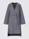 Пальто серого цвета на запах с объемными широкими рукавами. | 6729727 | фото 2