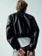 Укороченная черная куртка-бомбер на молнии | 6729783 | фото 5