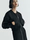 Комбіноване утеплене плаття-бомбер чорного кольору на блискавці | 6729784 | фото 8