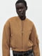 Укорочена куртка-бомбер коричневого кольору на блискавці | 6729786
