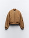 Укорочена куртка-бомбер коричневого кольору на блискавці | 6729786 | фото 6