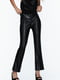 Эластичные расклешенные брюки из экокожи черного цвета | 6729798 | фото 3