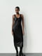 Чорна сукня-міді з екошкіри прямого силуету, що облягає. | 6729805 | фото 2