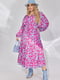 Ніжна сукня А-силуету малинового кольору з вирізом каре на грудях | 6730500 | фото 2