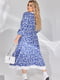 Вишукана синя сукня А-силуету з білим коміром та збіркою на талії | 6730503 | фото 4