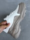 Шкіряні білі кросівки з бежевими вставками на масивній підошві | 6730508 | фото 3