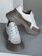 Шкіряні білі кросівки з бежевими вставками на масивній підошві | 6730508 | фото 4