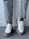 Шкіряні білі кросівки з бежевими вставками на масивній підошві | 6730508 | фото 7