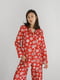 Байкова піжама червоного кольору з малюнком: сорочка та штани | 6730624 | фото 2