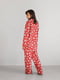 Байкова піжама червоного кольору з малюнком: сорочка та штани | 6730624 | фото 5