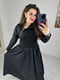 Комбінована сукня вільного крою чорного кольору з блискавкою та двома потайними кишенями | 6730631 | фото 2