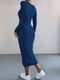 Темно-синя сукня-міді з трикотажу ангори в рубчик | 6730632 | фото 3