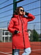 Довга курточка на блискавці з капюшоном червоного кольору  | 6730659 | фото 3