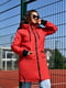 Довга курточка на блискавці з капюшоном червоного кольору  | 6730660 | фото 3