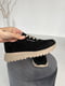 Чорні замшеві кросівки на ребристій підошві та шнурівці | 6730512 | фото 2