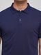 Бавовняна футболка-поло темно-синього кольору  | 6726392 | фото 3